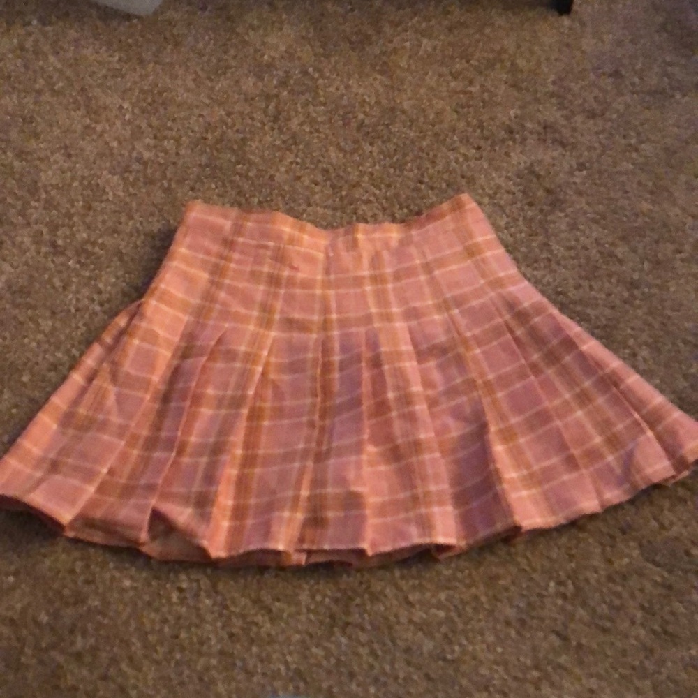 Pink plaid pleated high waist school girl skirt size small